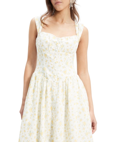 Women's Malea Floral-Print Lace-Trim A-Line Dress