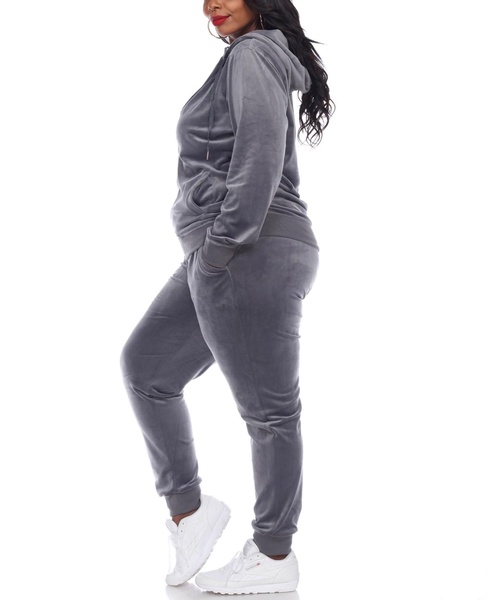 Plus Size Velour Tracksuit Loungewear 2pc Set