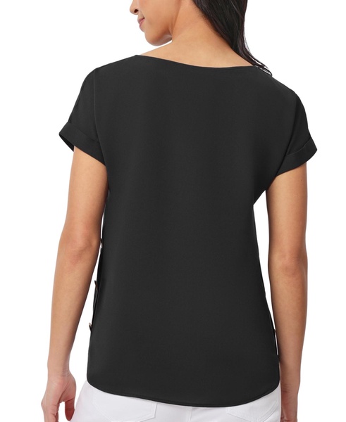 Women's Short-Sleeve Button-Detail Top