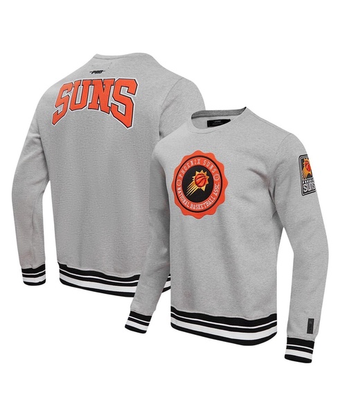 Men's Heather Gray Phoenix Suns Crest Emblem Pullover Sweatshirt