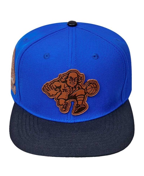 Men's Royal, Black Philadelphia 76ers Heritage Leather Patch Snapback Hat