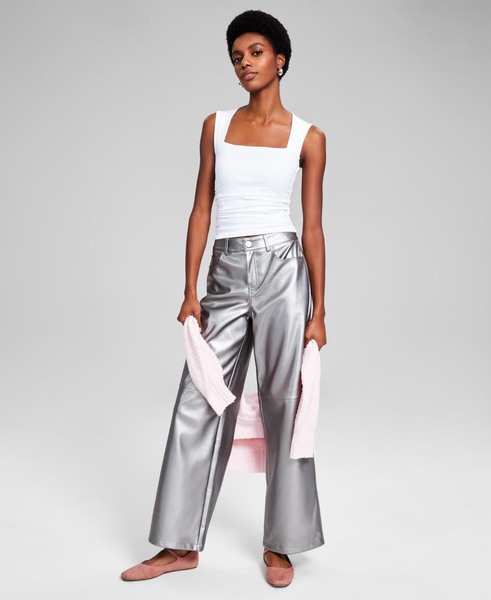 Women's Metallic Wide-Leg Pants, Created for Macy's