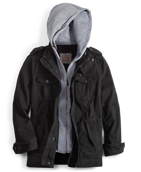 Men’s Sherpa Lined Two Pocket Hooded Trucker Jacket