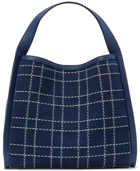 Knott Denim Check Crossbody Tote