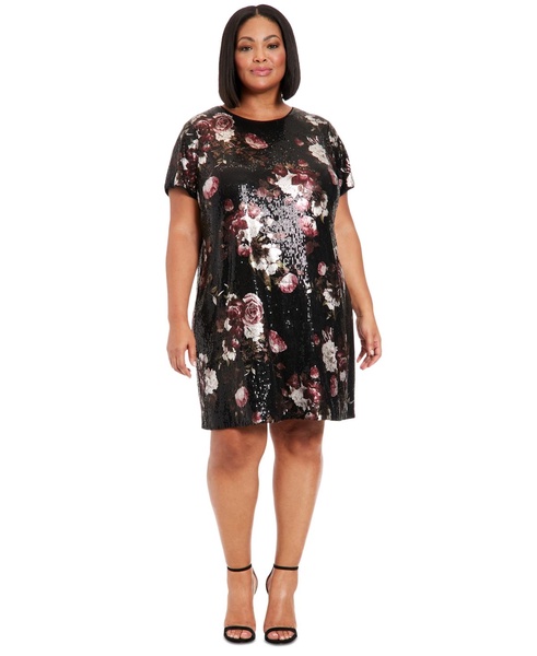 Plus Size Bloom Sequined Shift Dress