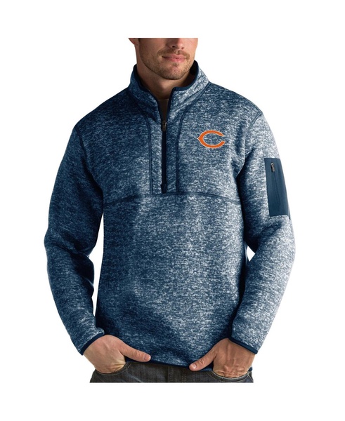 Men's Heather Navy Chicago Bears Fortune Quarter-Zip Pullover Jacket