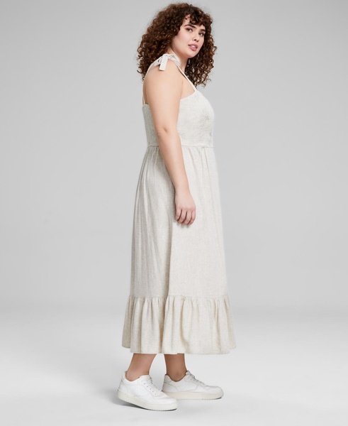 Trendy Plus Size Shoulder-Tie Embroidered Dress, Created for Macy's