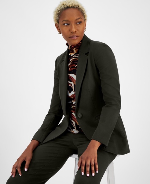 Women's Compression One-Button Long-Sleeve Blazer, Created for Macy's 