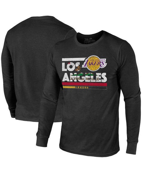 Men's Threads Black Los Angeles Lakers City and State Tri-Blend Long Sleeve T-shirt