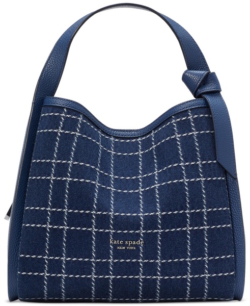 Knott Denim Check Crossbody Tote