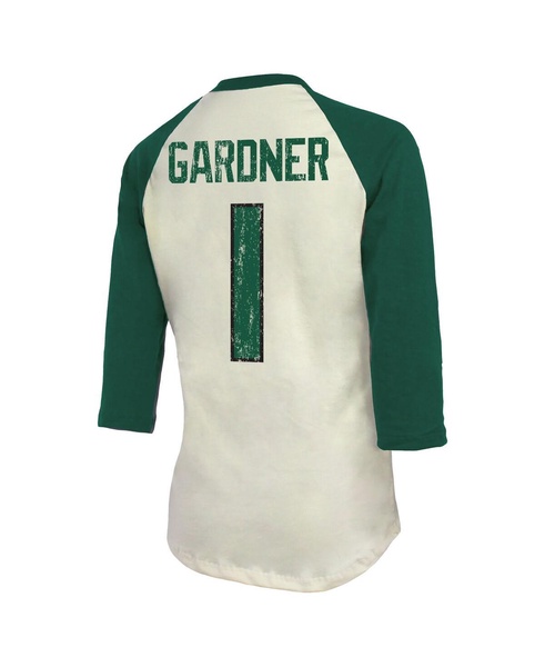 Women's Threads Ahmad Sauce Gardner Cream, Green New York Jets Player Name and Number Raglan 3/4-Sleeve T-shirt