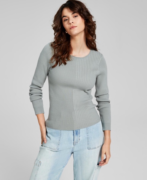 Women's Ribbed Crewneck Sweater, Created for Macy's