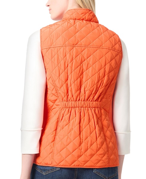 Women's Quilted Patch Pocket Vest with Snaps Zipper