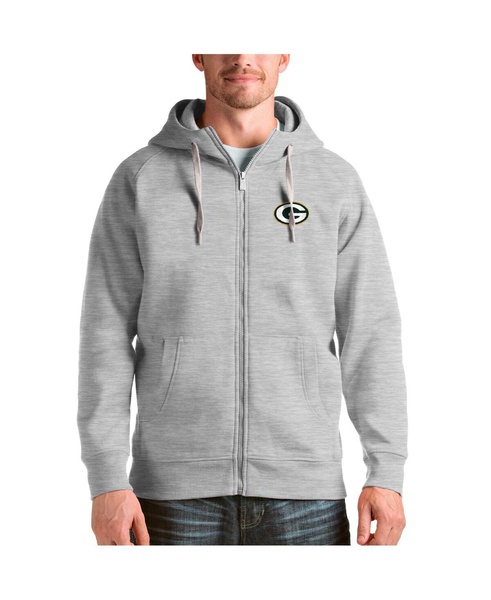 Men's Heather Gray Green Bay Packers Victory Full-Zip Hoodie