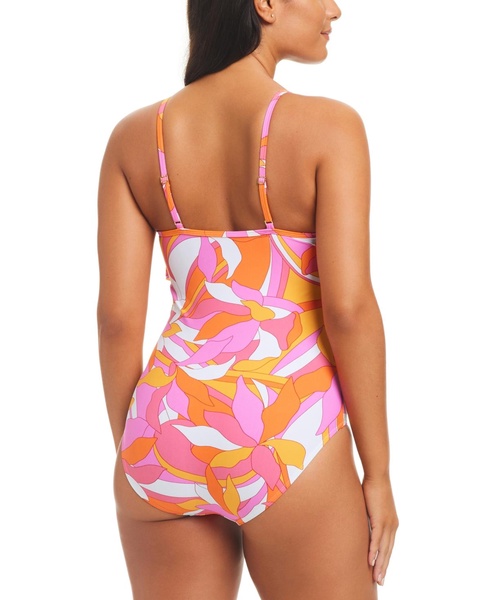 Women's Geometric Overlay One-Piece Swimsuit