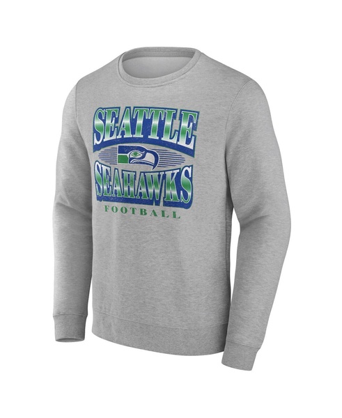 Men's Heather Gray Seattle Seahawks Chance Throwback Fleece Pullover Sweatshirt