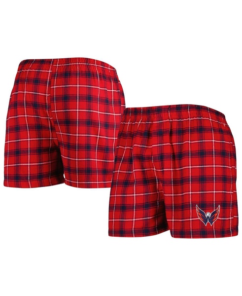 Men's Red, Navy Washington Capitals Ledger Flannel Boxers