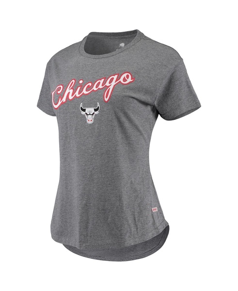 Women's Heathered Gray Chicago Bulls City Edition Phoebe Tri-Blend T-shirt