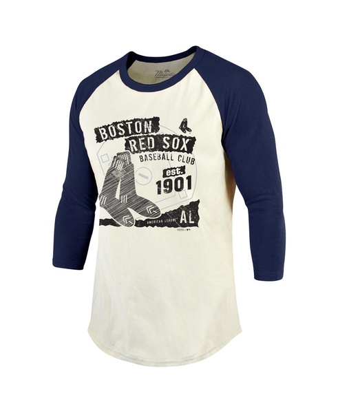 Men's Cream/Navy Boston Red Sox Raglan 3/4-Sleeve T-Shirt