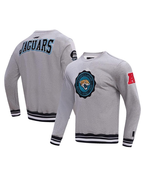 Men's Heather Gray Jacksonville Jaguars Crest Emblem Pullover Sweatshirt