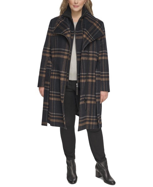 Womens Plus Size Belted Asymmetric Wrap Coat, Created for Macys