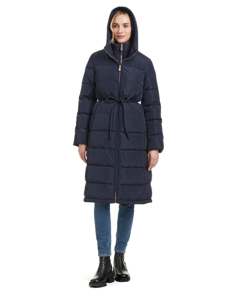 Women's Hooded Maxi Down Coat With Self Tie