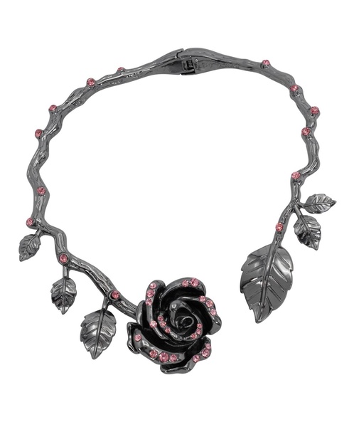 Faux Stone Rose Collar Necklace