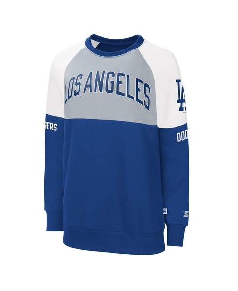 Women's Royal, Gray Los Angeles Dodgers Baseline Raglan Pullover Sweatshirt