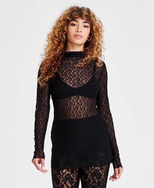 Women's Mock Neck Lace Tunic, Created for Macy's