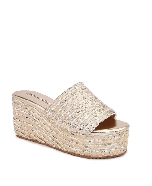 Amber Woven Raffia Platform Wedge Sandals