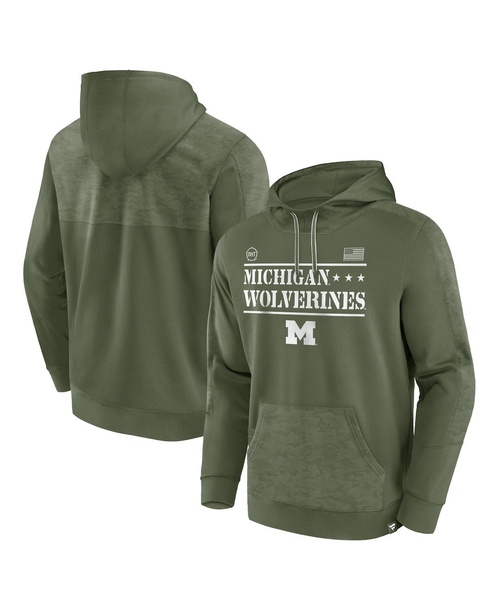 Men's Olive Michigan Wolverines OHT Military-Inspired Appreciation Stencil Pullover Hoodie