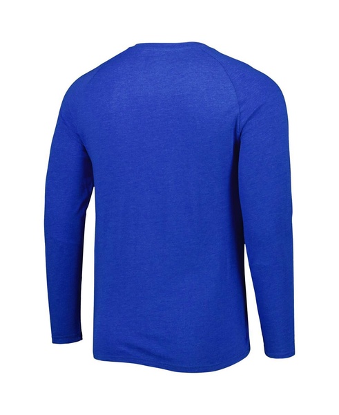 Men's Heathered Royal Philadelphia 76ers Left Chest Henley Raglan Long Sleeve T-shirt