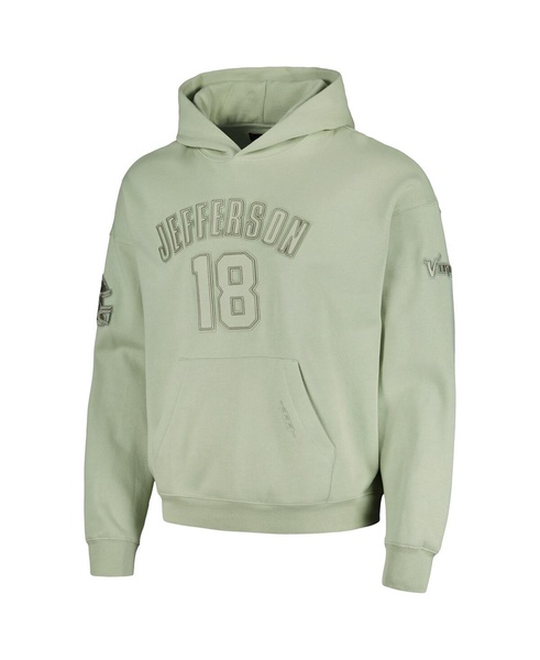 Men's Justin Jefferson Light Green Minnesota Vikings Player Name and Number Pullover Hoodie