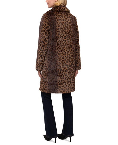 Women's Printed Faux-Fur Button-Front Coat 