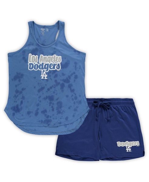 Women's Royal Los Angeles Dodgers Plus Size Cloud Tank Top and Shorts Sleep Set