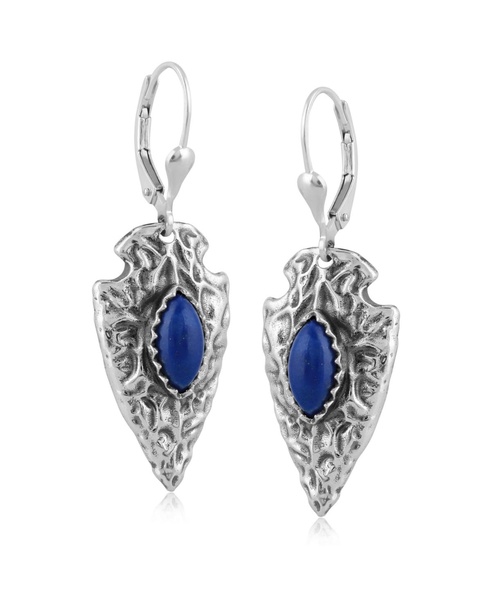 Fritz Casuse Sterling Silver Arrowhead and Lapis Lazuli Gemstone Lever Back Earrings