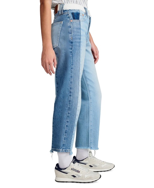 Women's 90s Loose Crop Spliced Jeans