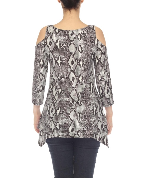 Maternity Snake Print Cold Shoulder Tunic