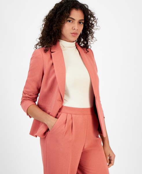 Women's Textured Crepe Single-Button Notched-Collar Blazer, Created for Macy's