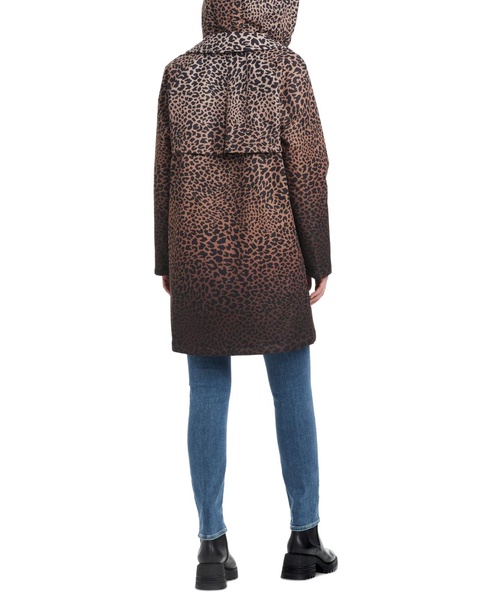 Women's Hooded Leopard-Print A-Line Raincoat