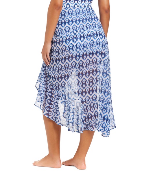 Women's Fine Ikat Chiffon Long Ruffle Pareo