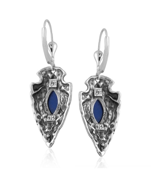 Fritz Casuse Sterling Silver Arrowhead and Lapis Lazuli Gemstone Lever Back Earrings