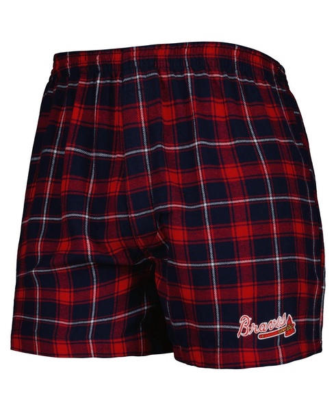 Men's Navy, Red Atlanta Braves Ledger Flannel Boxers