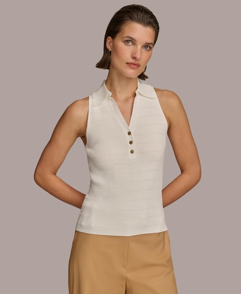 Donna Karan Women's Sleeveless Sweater Knit Polo