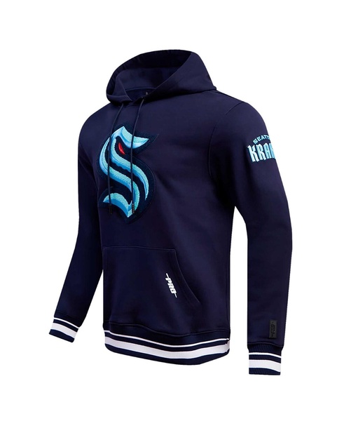 Men's Deep Sea Blue Seattle Kraken Retro Classic Fleece Pullover Hoodie