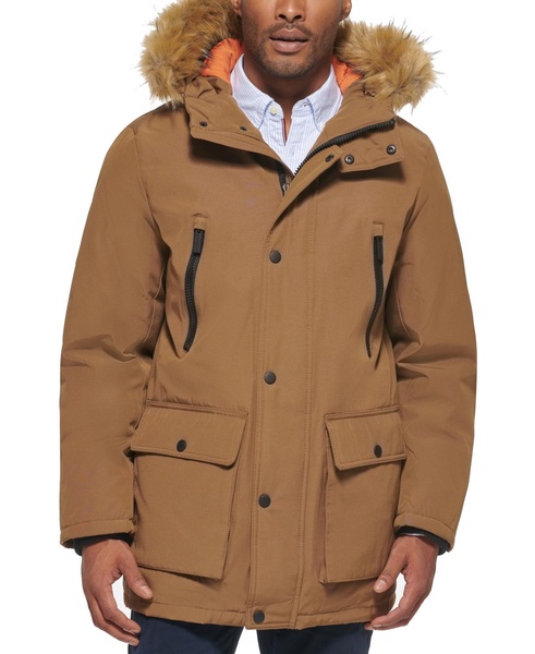 Men's Parka with a Faux Fur-Hood Jacket, Created for Macy's