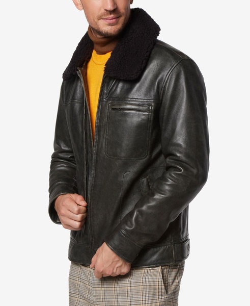 Men's Wallack Distressed Leather Aviator Jacket