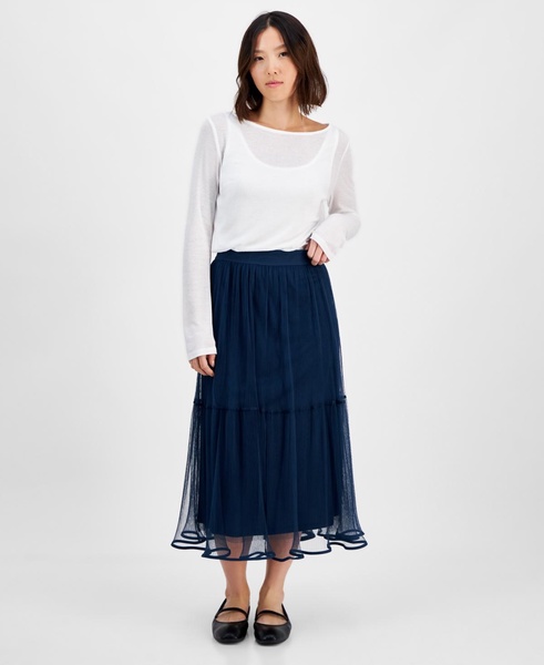 Petite Tulle Midi Skirt, Exclusively at Macy's