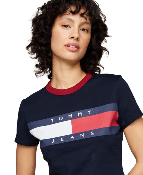 Women's Cotton Cropped Flag-Logo T-Shirt