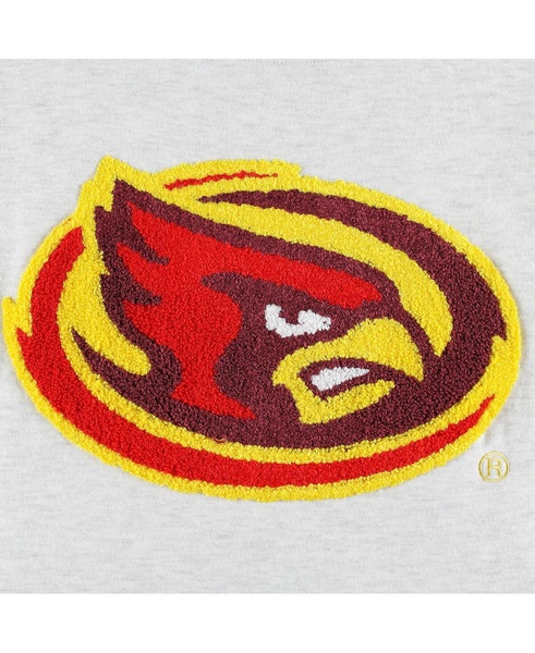 Women's Heather Gray Iowa State Cyclones Chenille Patch Fleece Pullover Sweatshirt